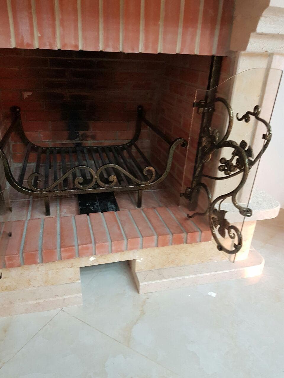 Custom fireplace surround, screen, and forged accessory work, selected view 7